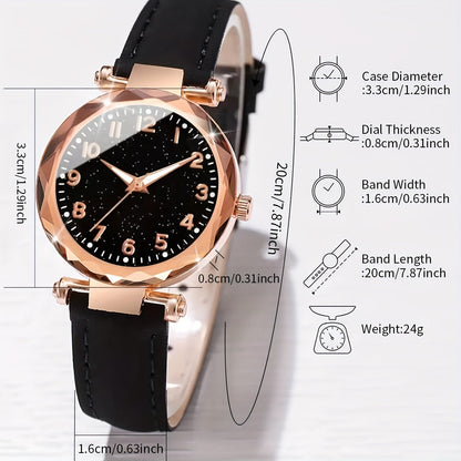 Lässiges Eleganz-Set – Quarzuhr mit Armband aus PU-Leder